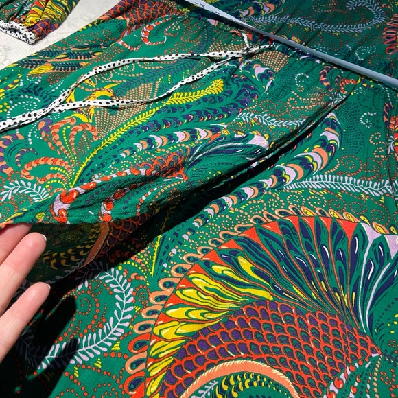 EUC Anthropologie Maeve Green Paisley Janis Dress Size 14 - Picture 8 of 10